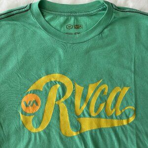 Men's Medium RVCA T-Shirt Green with Retro Script Logo